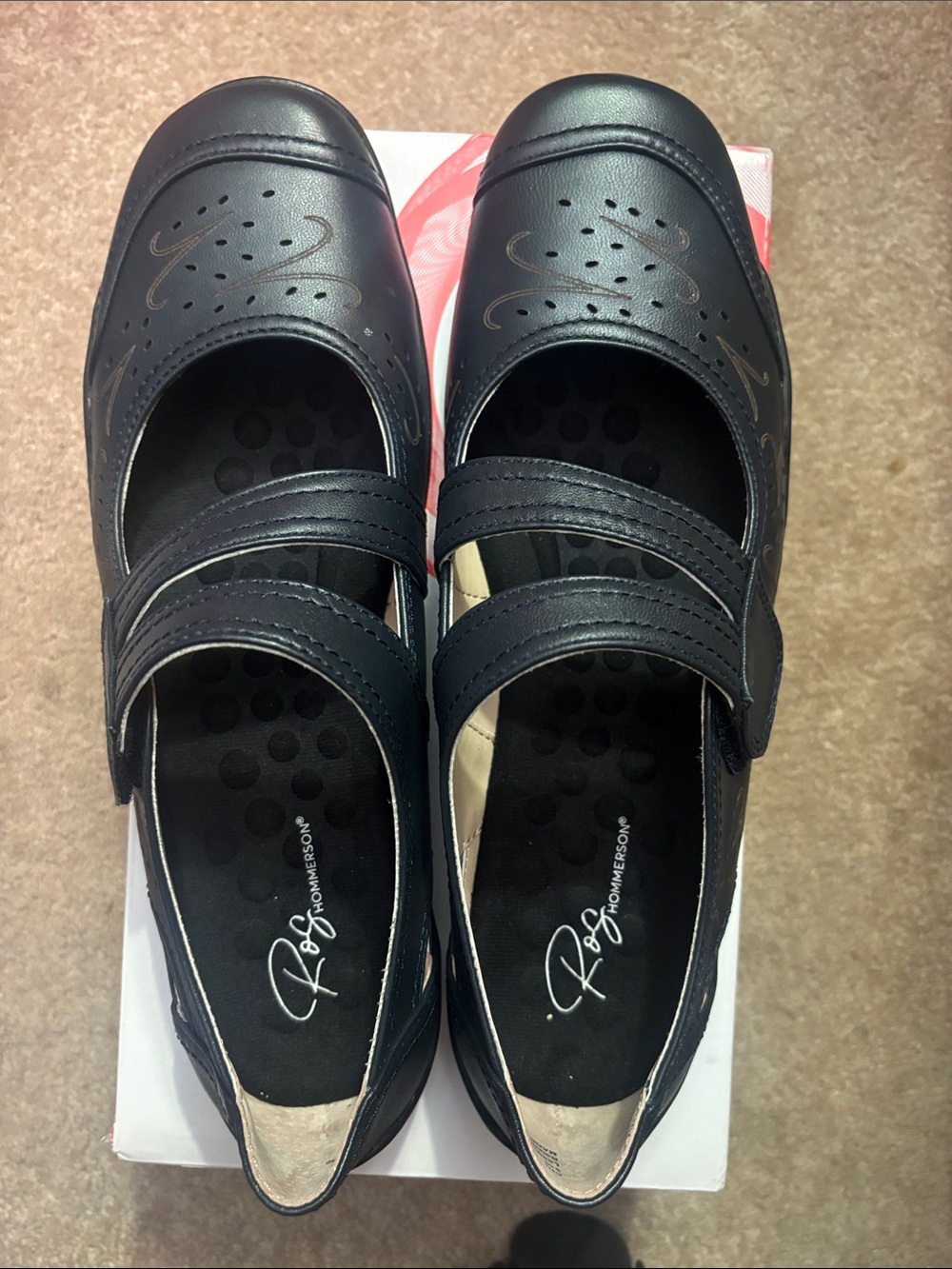 Ros Hommerson Navy Double-Strap Comfort Flats